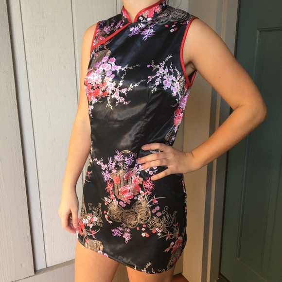 chinese satin mini dress